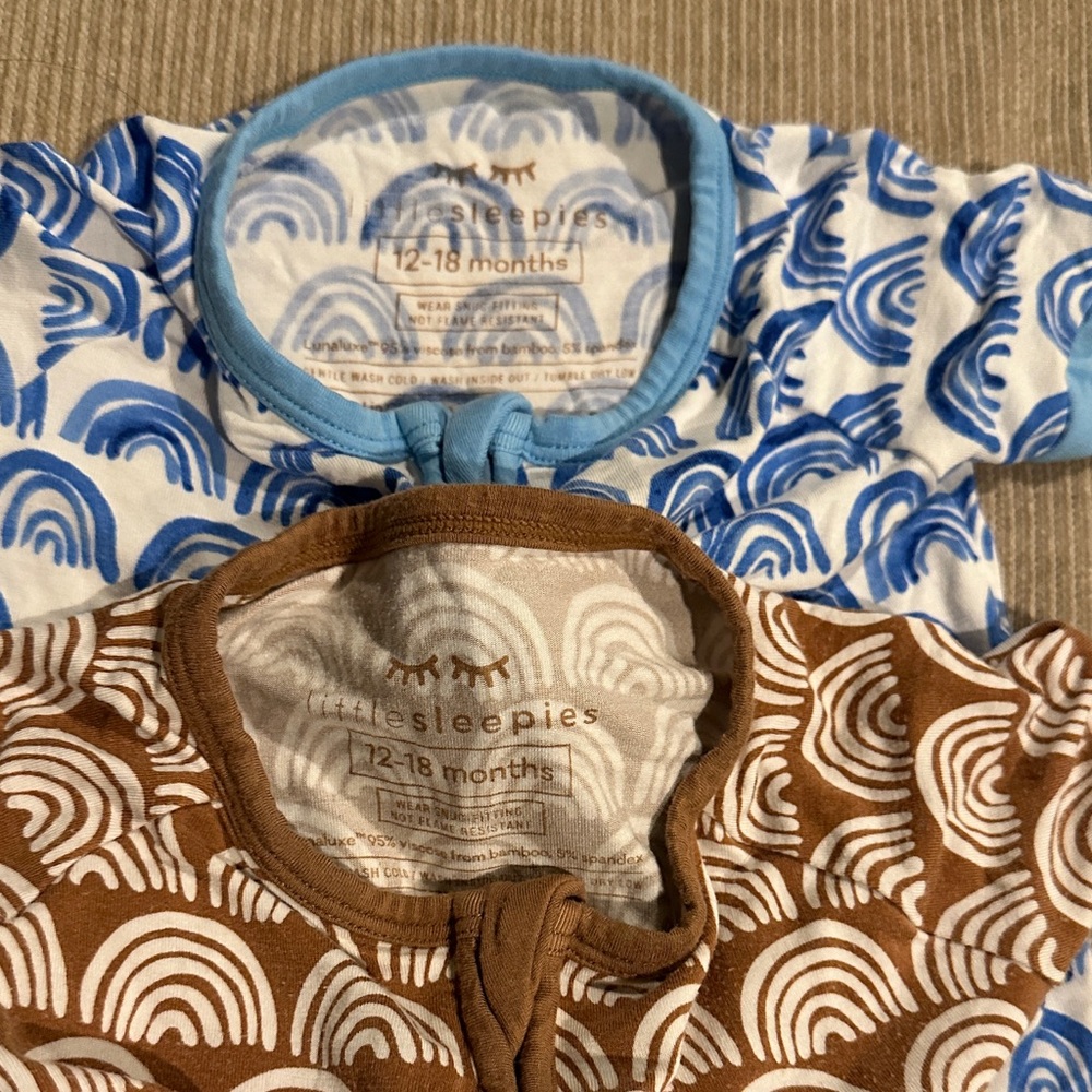 Little Sleepies Blue and Brown Kids One Pieces - Picture 3 of 3